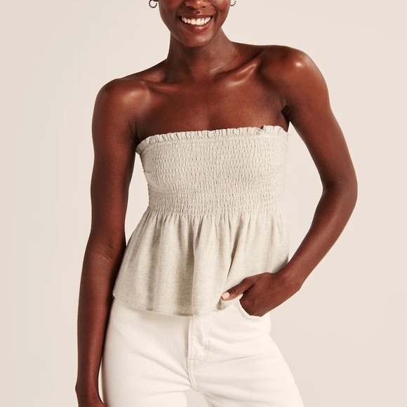 Nwt Abercrombie Fitch Smocked Linen Top 